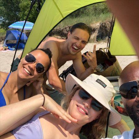 Sammi Rotibi and his friends taking a break at the beach